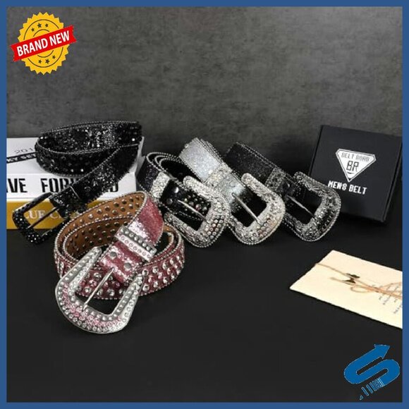 Rhinestone Western Belt with Detachable Buckle for Women Men main image 4